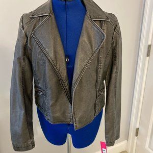 NWT M Xhileration Gray Faux Leather Jacket